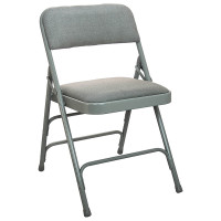 Flash Furniture DPI903F-GG Advantage Grey Padded Metal Folding Chair - Grey 1-in Fabric Seat